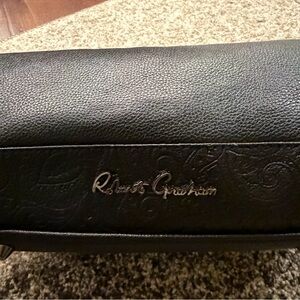 Robert Graham Black Embossed Leather Toiletry travel bag